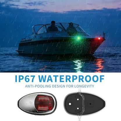 Obcursco LED Boat Navigation Lights, Red and Green Vertical Mount Bow Light - color: Electroplate Silver