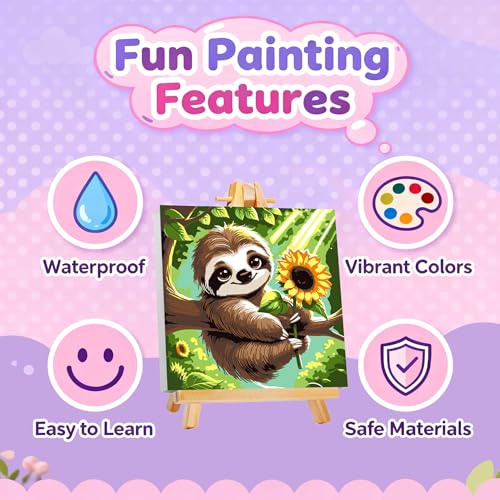 Gemozaic Sloth Paint by Numbers Kit for Kids Ages 8-12 with Frame & Easel - color: BKH1865