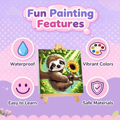 Gemozaic Sloth Paint by Numbers Kit for Kids Ages 8-12 with Frame & Easel - color: BKH1865