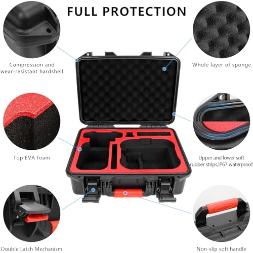FPVtosky Hard Case for Avata 2 Drone Combo, Waterproof Carrying Case, Fits DJI Goggles 3 [NOT for Goggles N3], RC Motion 3 & DJI FPV Remote Controller 3 Accessories [CASE ONLY] - style: Hardshell Case