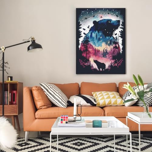 Diamond Art Kits for Adults, Bear DIY 5D Diamond Painting for Beginners - color: BLKJDP13