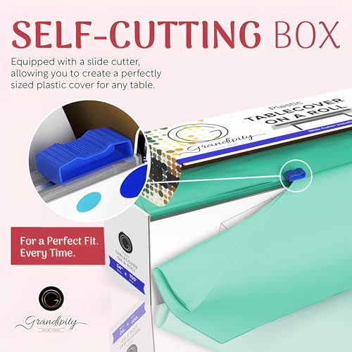 Grandipity Plastic Table Cloth Roll - 54in x 100 Ft. Table Cover Aqua - color: Aqua, size: 1200" x 54" (Rectangular)