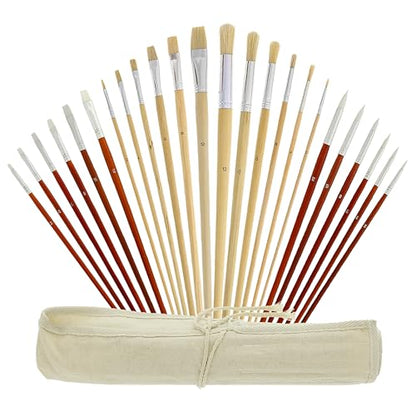 U.S. Art Supply 24-Piece Oil & Acrylic Artist Paint Brush Set