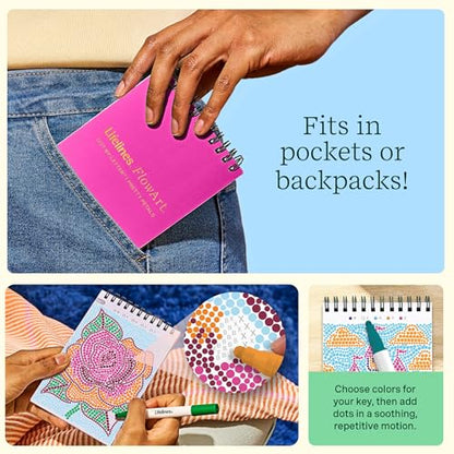 Lifelines FlowArt Mini Activity Pads, 3-Pack, Dot-by-Letter Coloring Books - size: Minis, style: 3 Pack - Pretty Petals, Nature's Wonders, Enchanted Magic