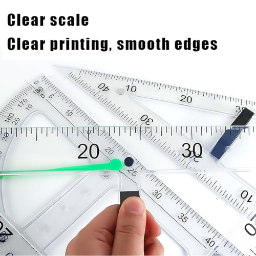 Magnetic Geometry Tool, Protractor, Triangle Rulers Easy Attachment Blackboard Measurement Kit, Teacher Board Protractor Multi-Purpose Kit Large (Transparent-4pc) - style: Transparent-4pc