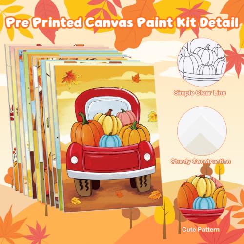 Louise Maelys 12 Pack 5x7 Inch Fall Pre Drawn Canvas to Paint for Kids Art - color: Fall