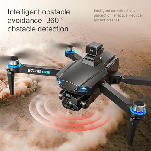GPS Drone with 2 Wide-Angle Camera 4K for Adult,5" Screen Control - color: black