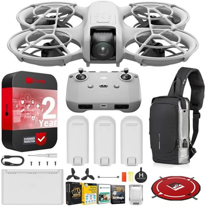 DJI Neo Drone Fly More Combo With 3 Batteries and RC-N3 Remote Bundle with 2 YR CPS Enhanced Protection Pack, Tech Smart USA Drone Essentials Plus Software Bundle, Landing Pad & Backpack - style: Fly More Combo w/ RC-N3 Remote
