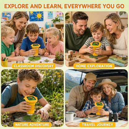 Kids Microscope, 4K 1000X Zoom, 2.4" Screen, STEM Toy for Ages 4-8 - color: Yellow