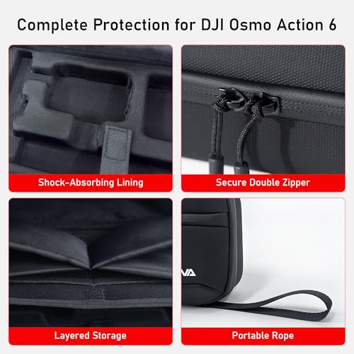 CYNOVA Carrying Case for DJI Osmo Action 6, PU Protective Storage Bag