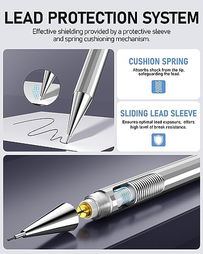 Metal Mechanical Pencil Set, 0.5/0.7mm, 8-Pack with Case, Two Sizes - style: 8PCS 0.5 +0.7 mm