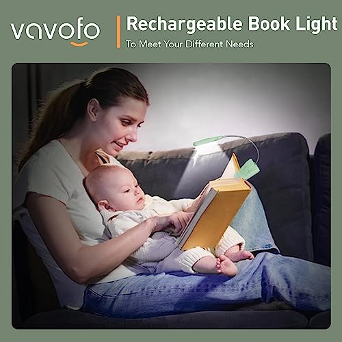 VAVOFO Rechargeable Reading Light, Clip on Book Light for Reading in Bed - color: Avocado Green