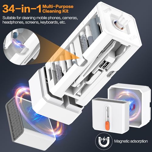 34-in-1 Electronics Cleaning Kit for iPhone, AirPods, Keyboard, USB C, Port - color: White