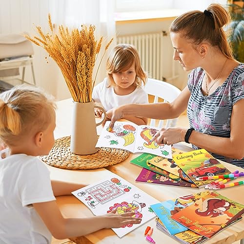 BenLouis 24 Thanksgiving Mini Coloring Books with 24 Crayons for Kids Bulk - style: Thanksgiving