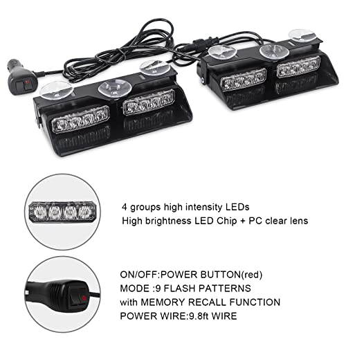 XRIDONSEN 2 in 1 Dash Strobe Lights 2×7.16 inch 16 LED Windshield Lights - color: Amber/Green
