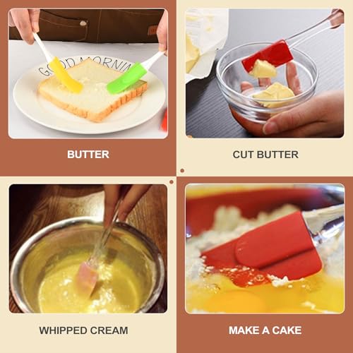 6 Piece Mini Silicone Spatula Set Small Rubber Spatulas for Baking Cooking Mixing Thin Jar Scraper Heat Resistant Kitchen Utensils Cake Decorating Tools