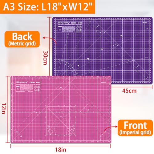 Self Healing Cutting Mat A3 12"x 18" Double Sided Pink Mat - color: Pink, size: A3 (12" x 18")