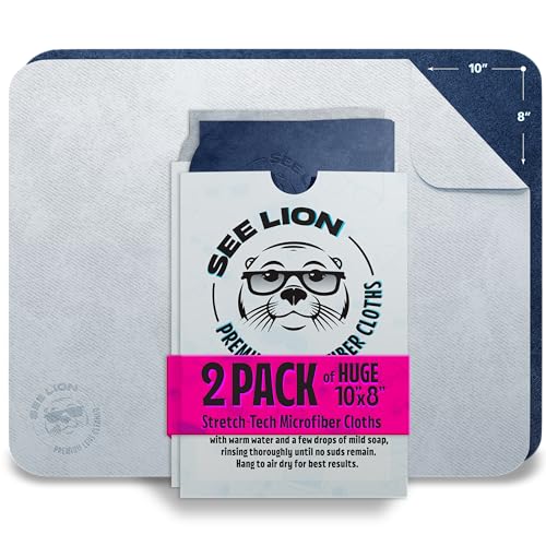 cellhelmet See Lion Swipes | Microfiber Lens Cleaning Cloths – Ultrasoft, Reusable Wipes for Glasses, Screens, and Lenses (Light Blue/Navy, 2-Pack) - color: Light Blue/Navy, size: 2-pack
