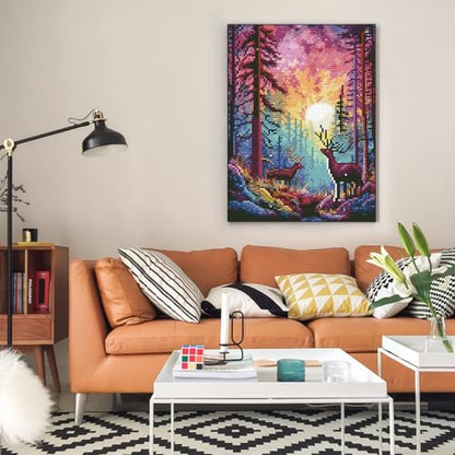 Diamond Art Kits for Adults, Sunset DIY 5D Diamond Painting for Beginners - color: BLKJDP15