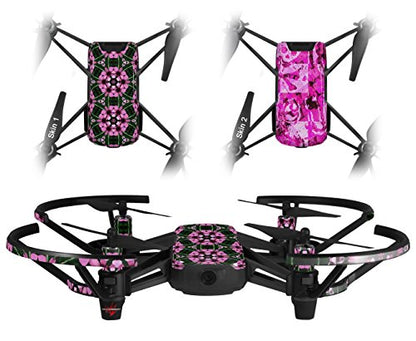 Skin Decal Wrap 2 Pack Compatible with DJI Ryze Tello Floral Pattern Pink Drone NOT Included