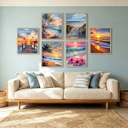 6 Pack 5D Diamond Painting Kits for Adults Beginner,Beach Diamond Art Set - color: 6PCS KM982-KM987-1
