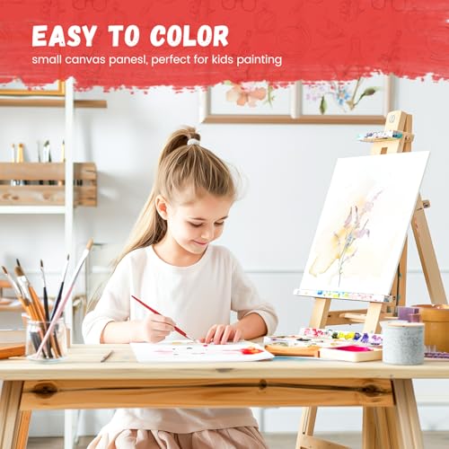 Simetufy 12 Pack 5x7 Inch Small Flat Canvas Boards for Kids Painting - size: 5"x7"