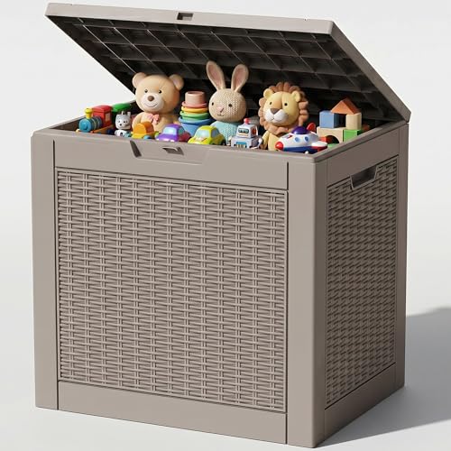Outdoor Storage Box, 42 Gallon Waterproof Resin Patio Deck Box - color: Grey, size: 42 Gallon