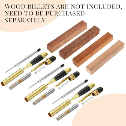 Colarr 12 Pack Woodturning Pen Kit Twist Ballpoint Pen Kit, Gold - color: Gold
