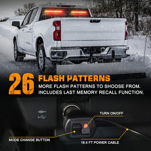 XRIDONSEN 2X 17.7 inch Windshield Light Bar 144 LED Strobe Lights - color: Amber/Red