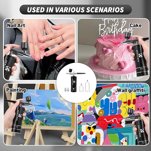 AKALLIBRE Airbrush Kit with Compressor, 48PSI High-Pressure Non-Clogging - color: Black