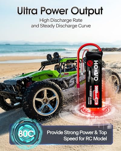 HOOVO 3S Lipo Battery, 11.1V 3000mAh 80C RC Battery Pack Softcase T Plug