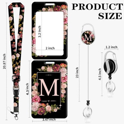 Teacher Lanyard with ID Holder & Reel, Black Lanyard Adjustable Detachable - color: M