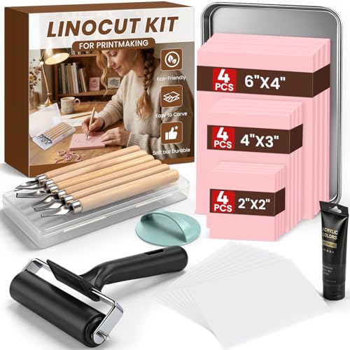 LINSIRON Linocut Kit for Printmaking, Linocut Tools Block Printing - size: Kit-12Pack