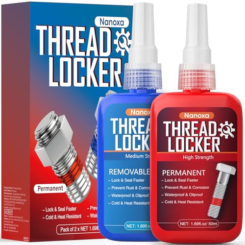 Thread Lock Blue and Red, 50mlx2 Threadlocker Medium & High Strength