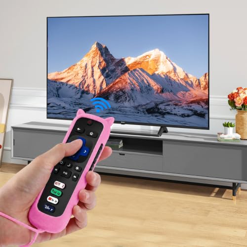 Remote Control Cover TV Remote Cover Universal Remote Case Glow Sleeve with Lanyard for Smart TV Remote Holder - color: Pink