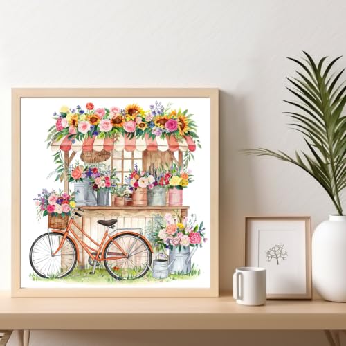 Flower Shop Framed Paint by Numbers Kit for Adults Beginner 10x10 inch - color: Frame-OP-US17