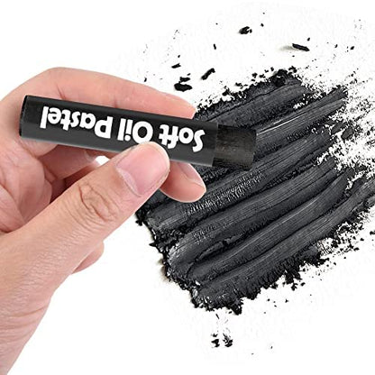 12 Pcs Cream Soft Oil Pastels Vibrant Black - color: 12pcs-black 02