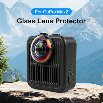 Premium Lens Cap for Go Pro MAX2 Lens Guards Spherical Optical Tempered Glass MAX 2 Protective Case Cover Action Camera Accessories - size: for GoPro MAX2 Glass