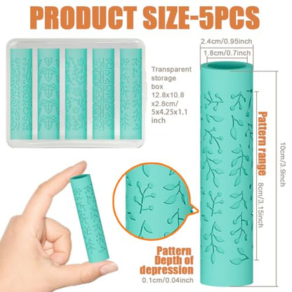 ORIGACH 5Pcs Mandala Paisley Polymer Clay Texture Roller for Earring Making - style: Flower Mandala & Paisley