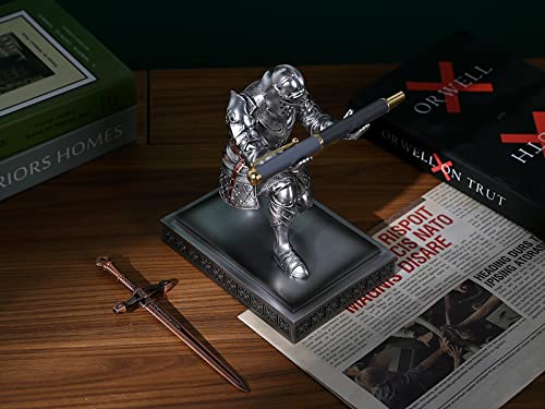 King's Guard Knight Pen Holder with a Letter Opener Desk Organizers Silver - color: Silver