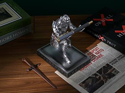 King's Guard Knight Pen Holder with a Letter Opener Desk Organizers Silver - color: Silver