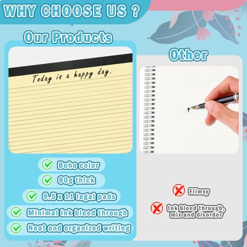 gisgfim 4 Pack 9.5"x 11" Legal Pads College Ruled Notepad - color: Pastel