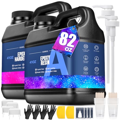 KISREL 82OZ Crystal Clear Epoxy Resin Kit - No Yellowing No Bubble for Art - size: 0.64 Gallon
