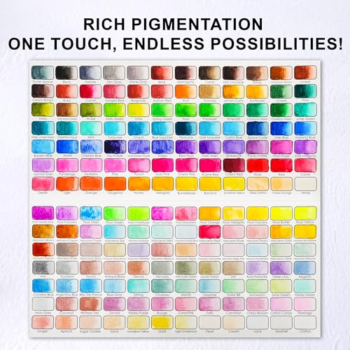 168 Solid Watercolor Paint Set with Brushes and Blank Coloring Book - color: 168 Colors