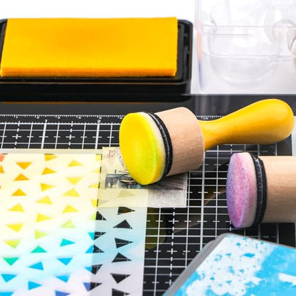 26 Pcs/Sets Ink Blending Tool Sets, Include 2 Pcs Round Ink Mini Applicator Tools and 24 Pcs Replacement Refill Foam Pads for Drawing Distressing Blending Scrapbooking & Stamping Supplies (Blue) - color: Blue