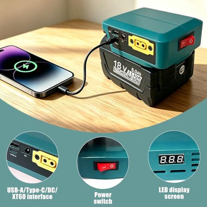 Multifunction Battery Adapter for Mak.ita 18V Batteries - color: blue(for Makita)