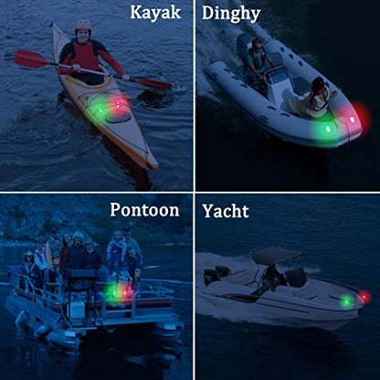 Kayak Lights for Night Kayaking, Battery Operated Red and Green Navigation Lights for Dinghy, Canoe, Jetski - color: 1Pcs Red, 1Pcs Green