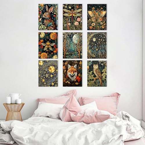 9 Pack Cute Animal Paint by Numbers Kit for Adults Beginner (Without Frame) - color: YH05011