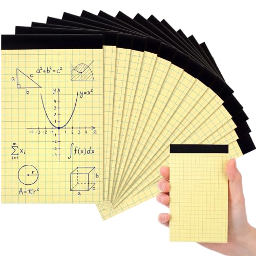 Tenceur 16 Pcs 3'' x 5'' Graph Paper Pads Quad Ruled Grid Mini Notepads - color: , Yellow, style: Graph