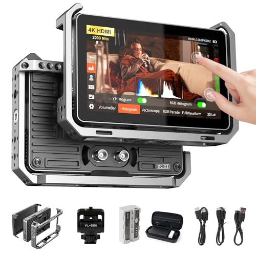 VILTROX DC-X3 2000 Nits 4K HDMI SDI Camera Field Monitor Kit with Rig Cage - size: DC-X3 with Rig